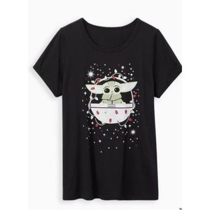 Disney Torrid Women’s Plus Baby Yoda Festive Crew Neck Shirt - 2X
